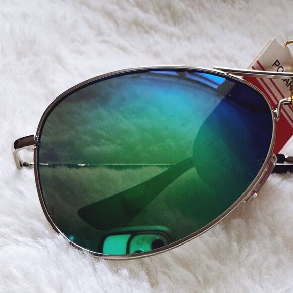 Zuri Silver w/ Green & Blue Lense Mirrored Sunglasses - Picture 2 of 14